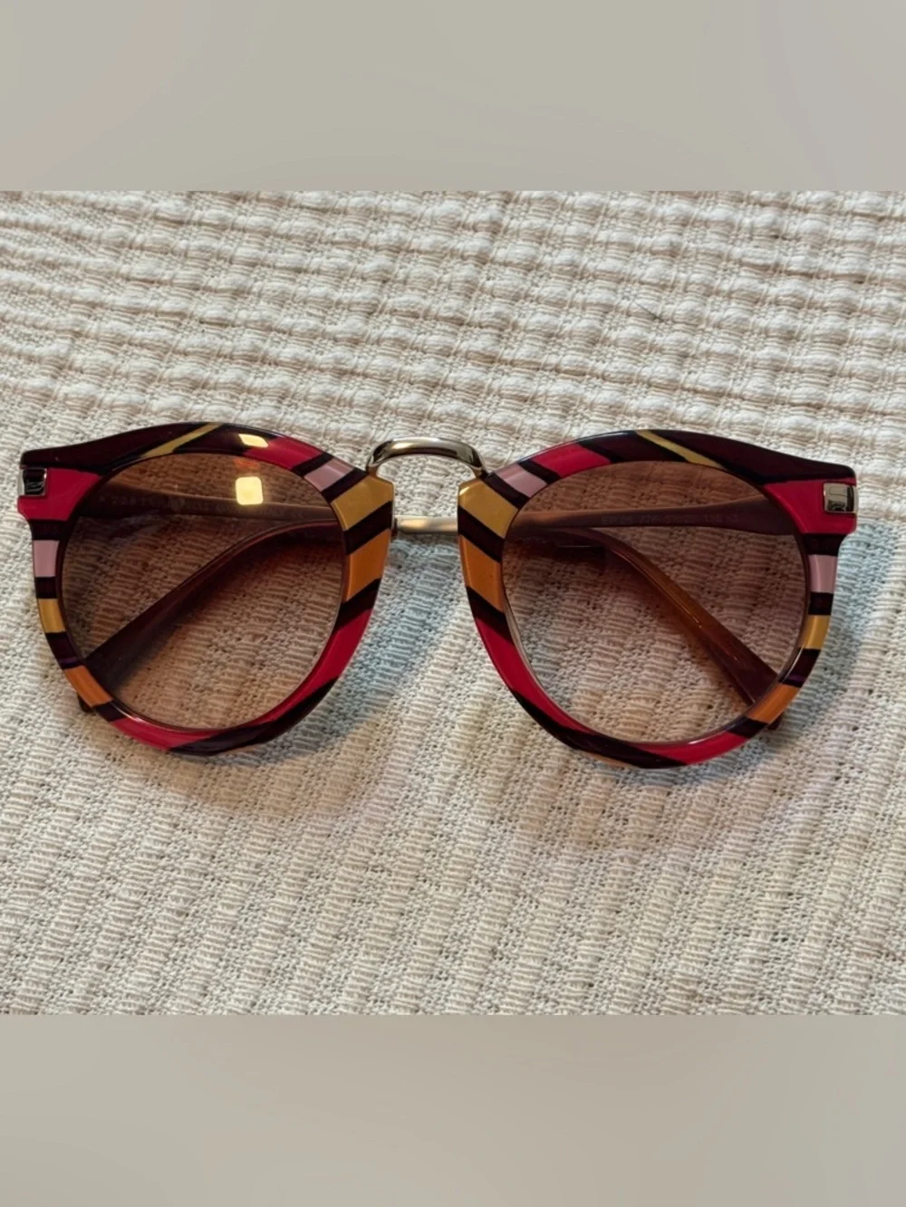Emilio Pucci EP25 Multicolor Stripe Acetate Silver Sunglasses Frames Italy